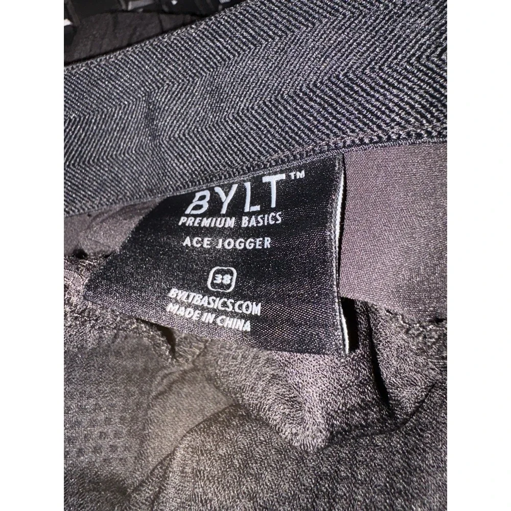 BYLT Pants Mens 38 Black Ace Joggers‎ Stretch Zip Pocket Nylon